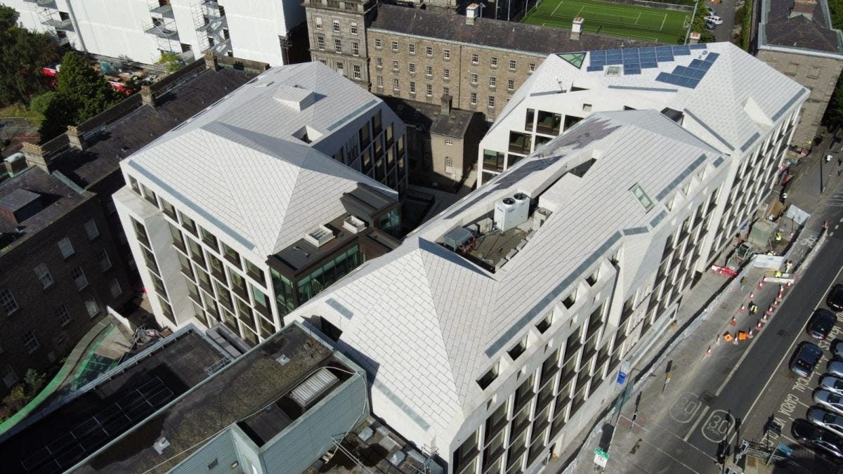 Roof waterproofing and bespoke detailing of Oisín House by Soprema